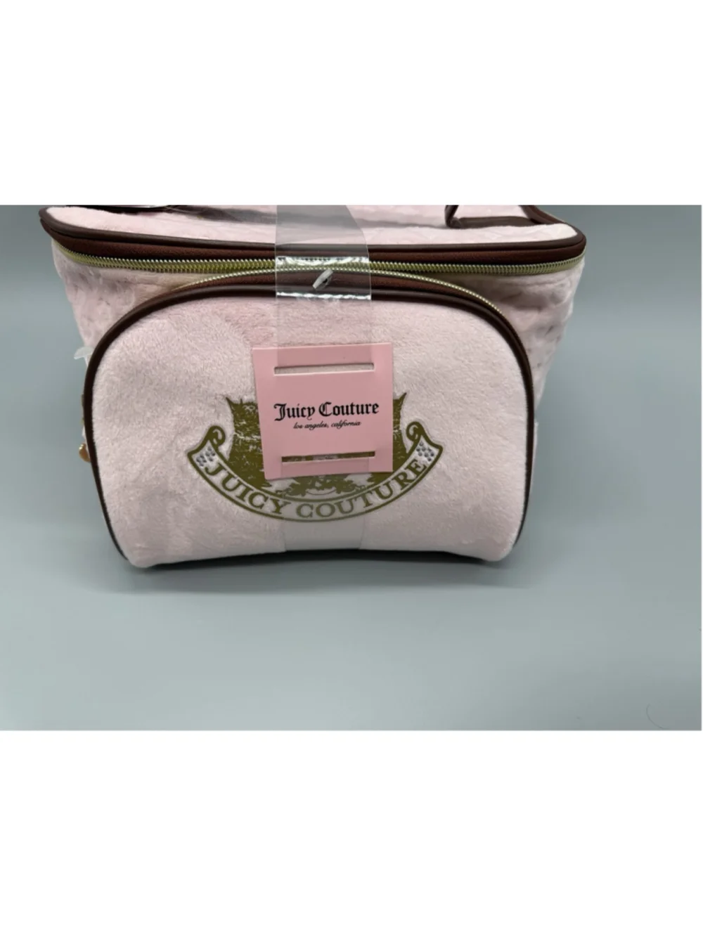 JUICY COUTURE Pink Brown Velour Heritage Cosmetic Makeup Bag Case Set Y2K NWT
